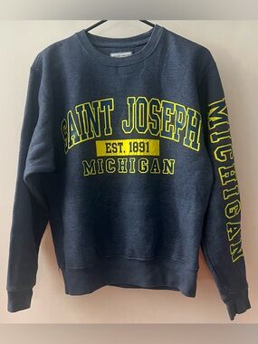 MICHI Navy Crewneck Sweatshirt with Yellow Lettering